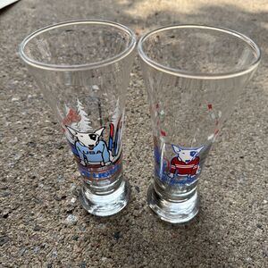 Bud Light Anheuser Busch Rare Spuds MacKenzie Glasses Set-2 1987USA Winter Sport